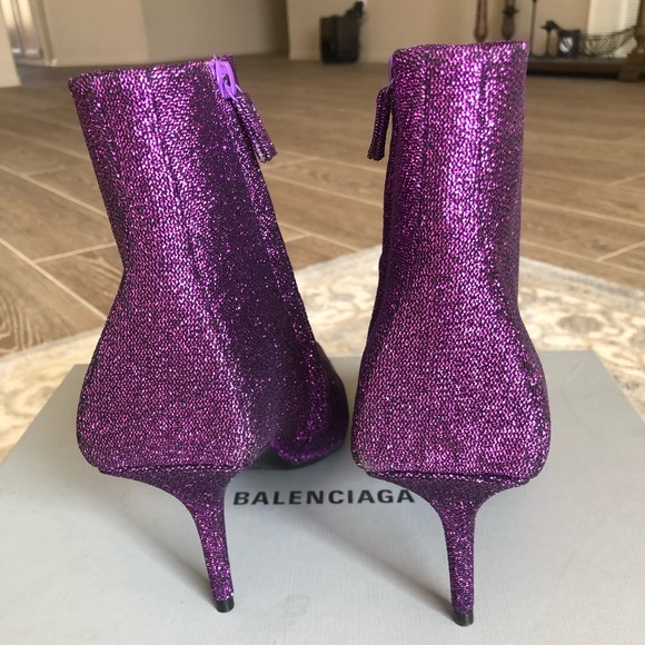 Authentic Balenciaga Perfect Holiday Purple Sparkly Boots - Picture 6 of 12
